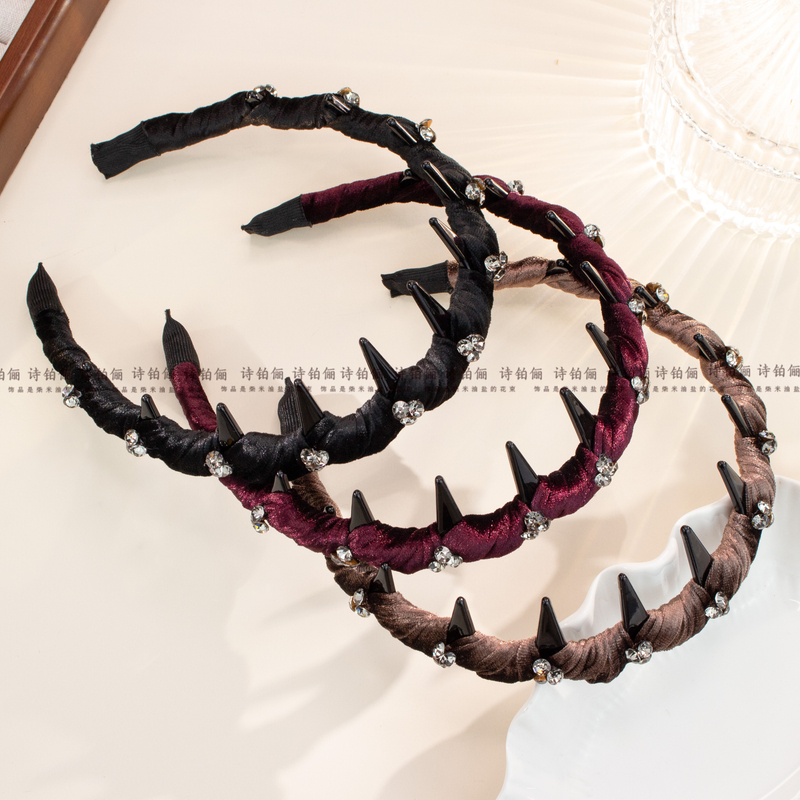 诗铂俪【游凤来仪】新款复古韩版丝绒亮钻发箍原创百搭发饰SG2200