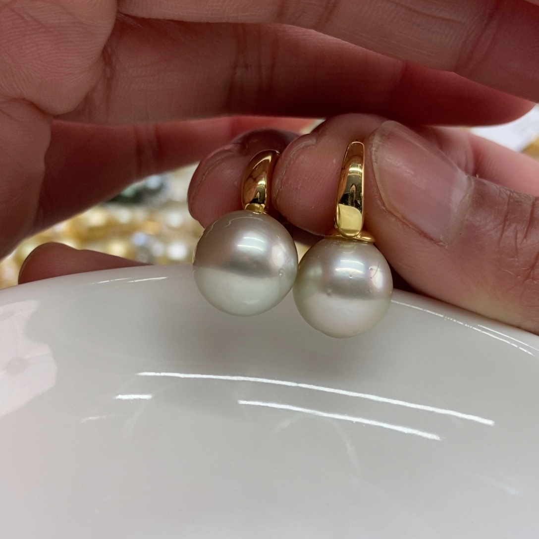 海水珍珠耳饰银S925镶嵌