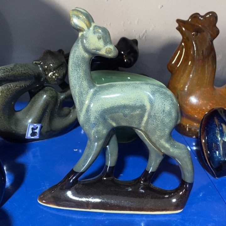 瓷片七厂窑变回头鹿高度21厘米