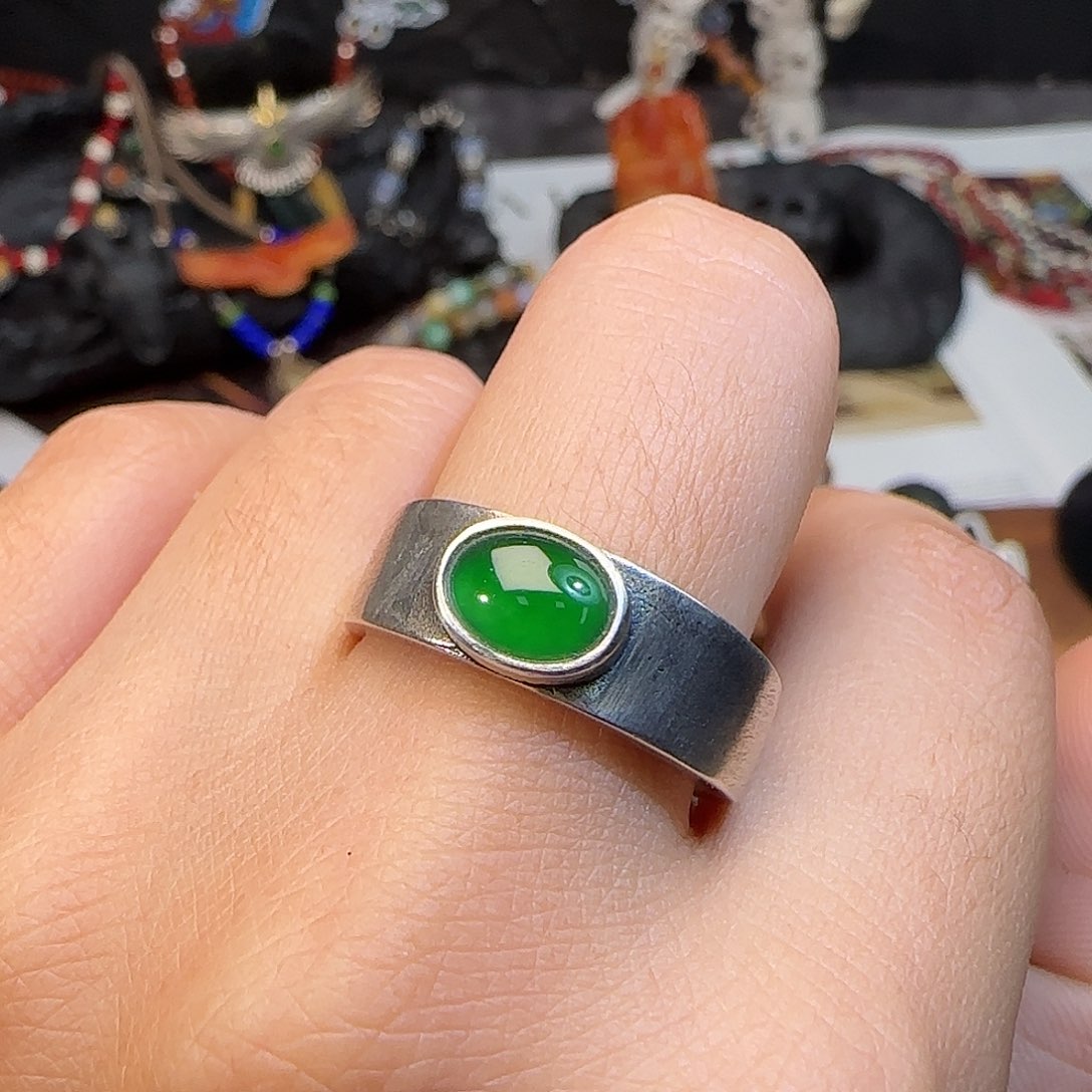 金***鑫翡翠银S925镶嵌戒指