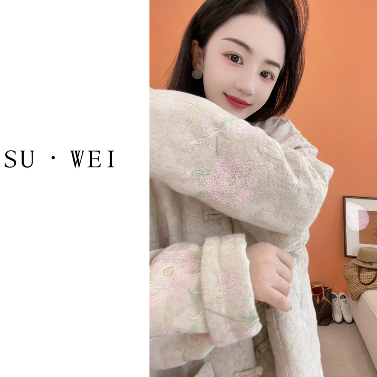 【一眼万年】88101新中式国风盘扣亚麻棉刺绣冬季保暖女式棉服外套