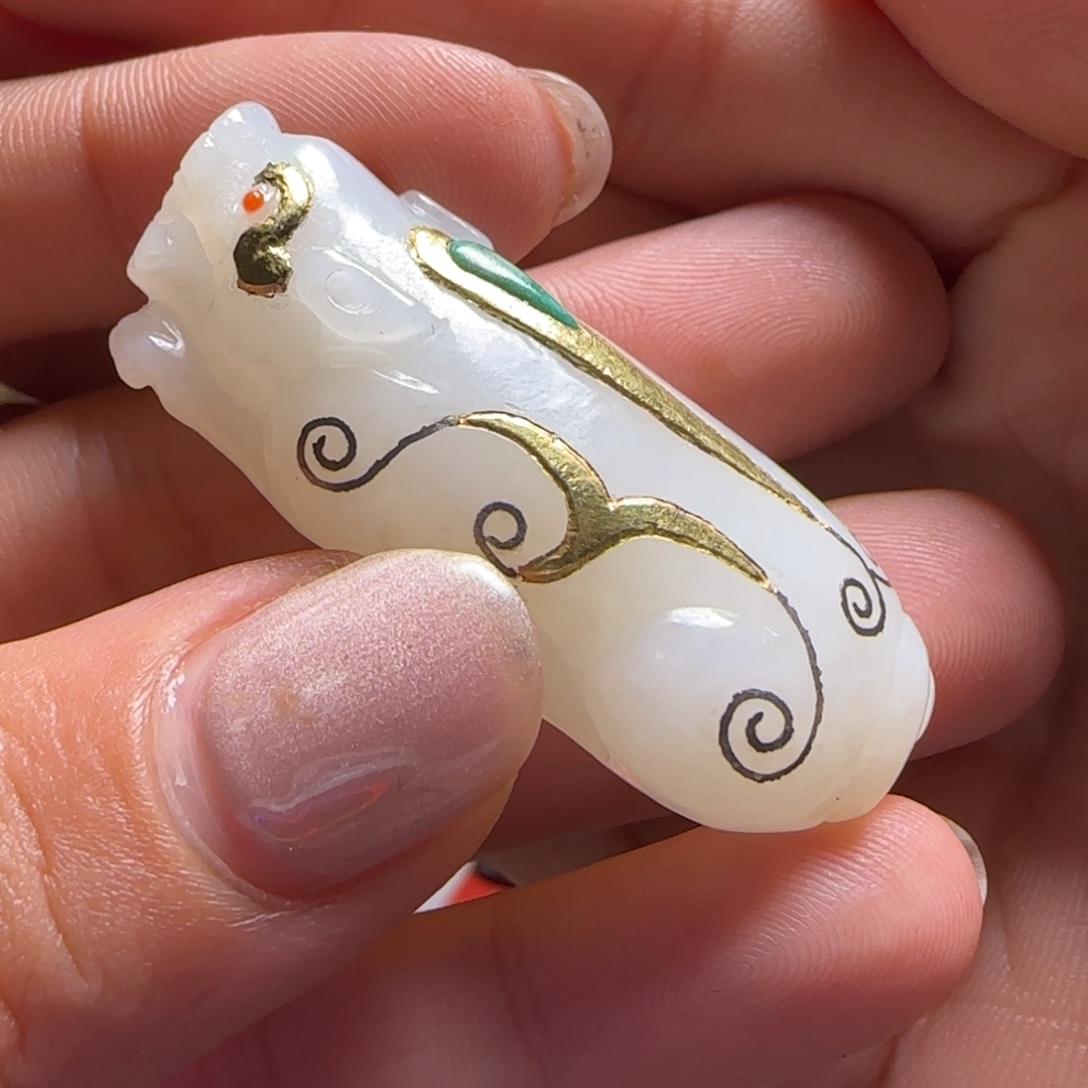 和田玉未镶嵌挂件青*