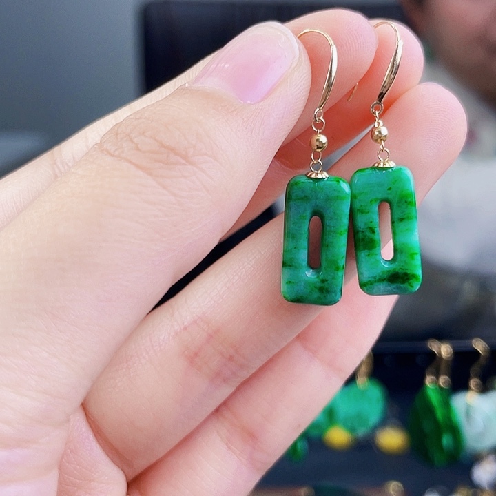 翡翠耳饰18K金镶嵌饰品