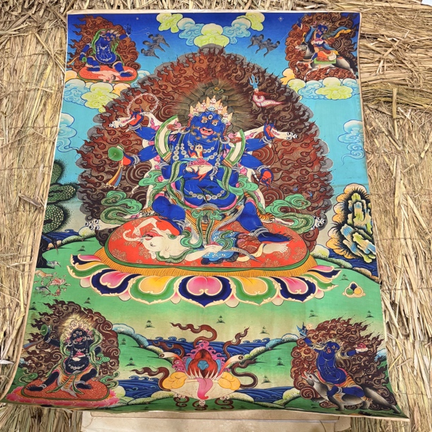 高端精品六臂大黑天绘画类唐卡AA49