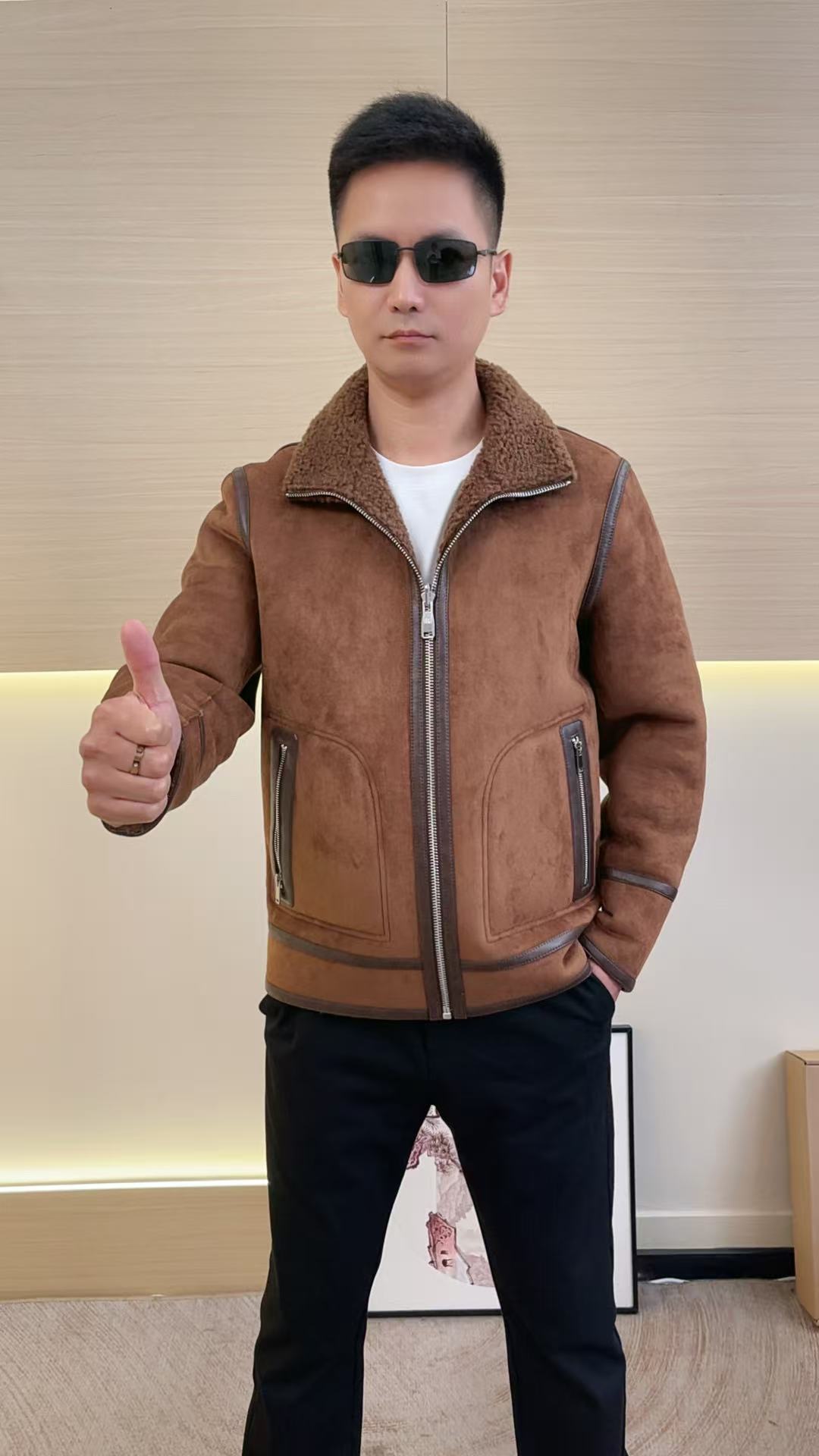 海宁男士皮草外套BV网红爆款羊毛一体冬季双面穿加厚保暖时尚