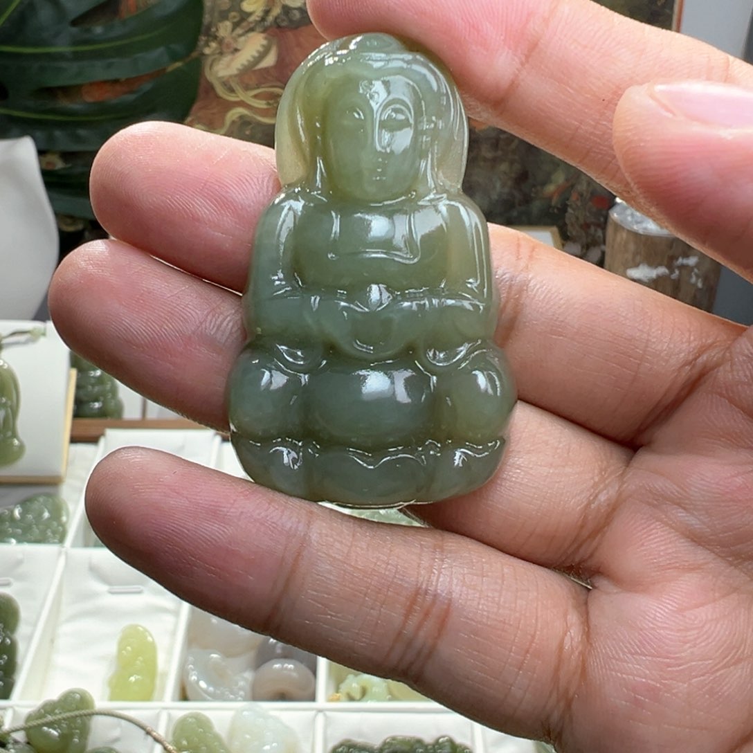 和田玉吊坠(不含链)未镶嵌肥*妞52mm观音