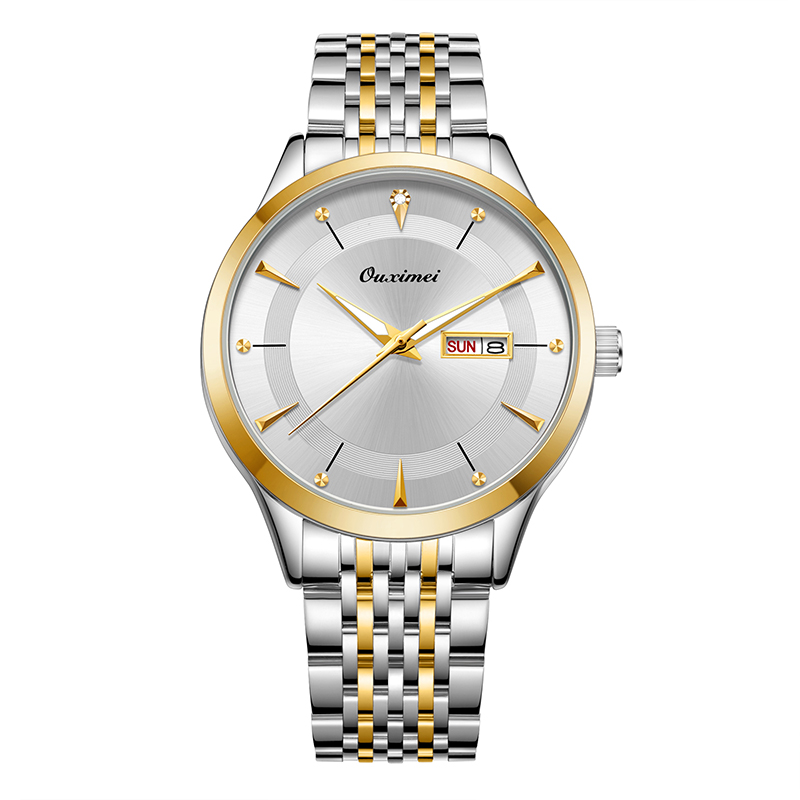 【专柜直发】M时尚经典间金盘双日历夜光机械男士手表