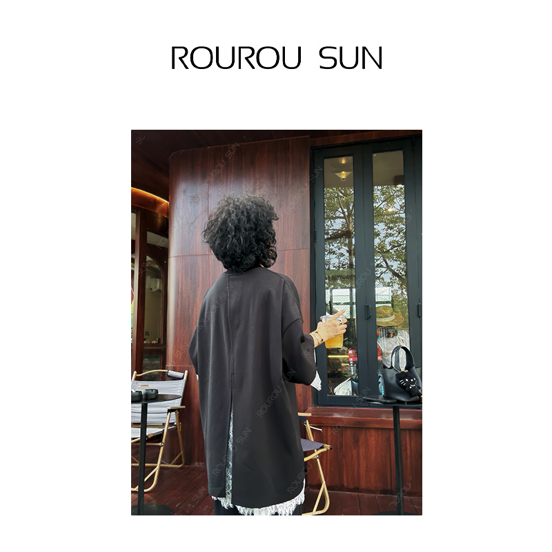 26569蕾丝拼接手袖短袖T恤女简约百搭上衣