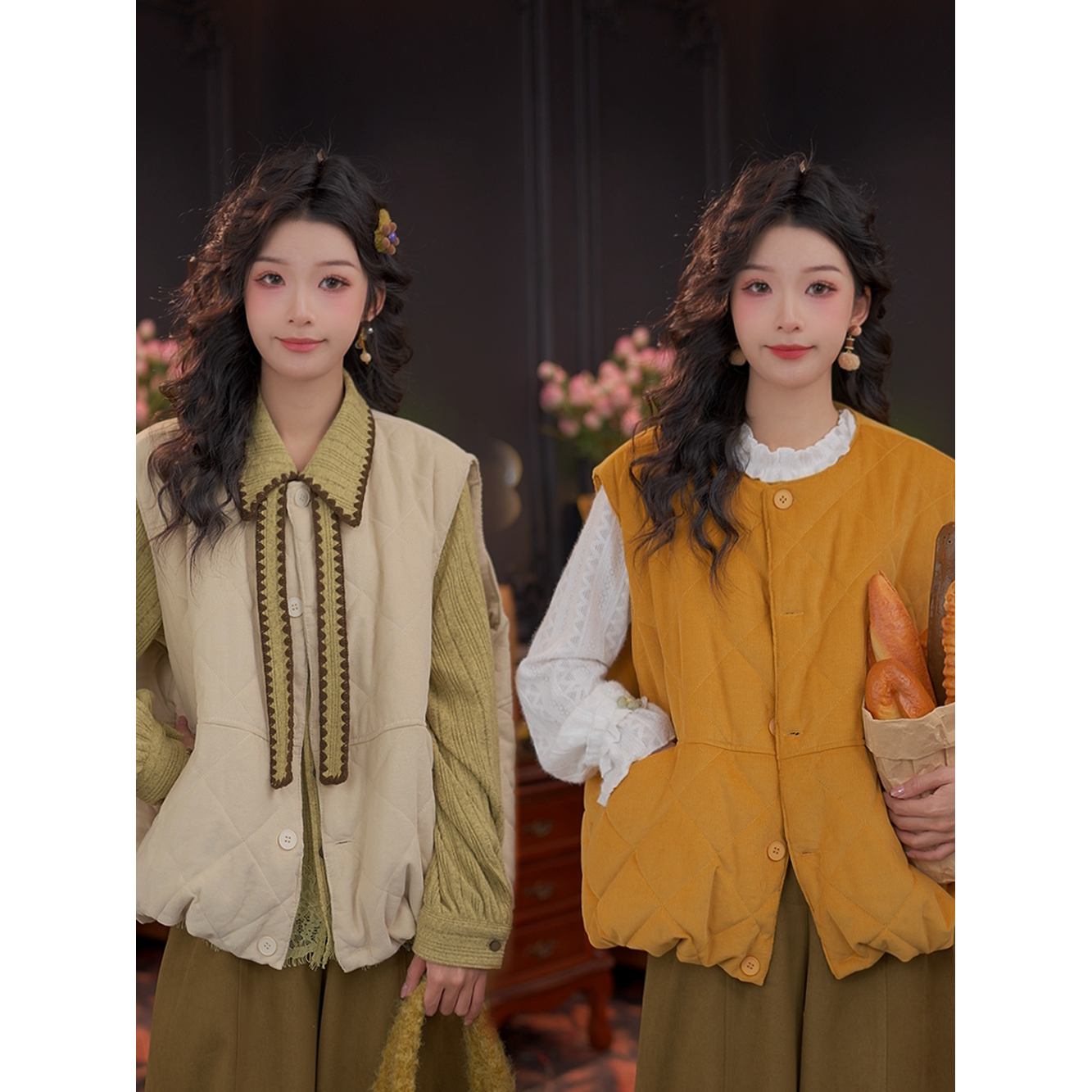 思思复古【军萍】25年秋季新款简约小众显瘦减龄马甲马夹#K10201