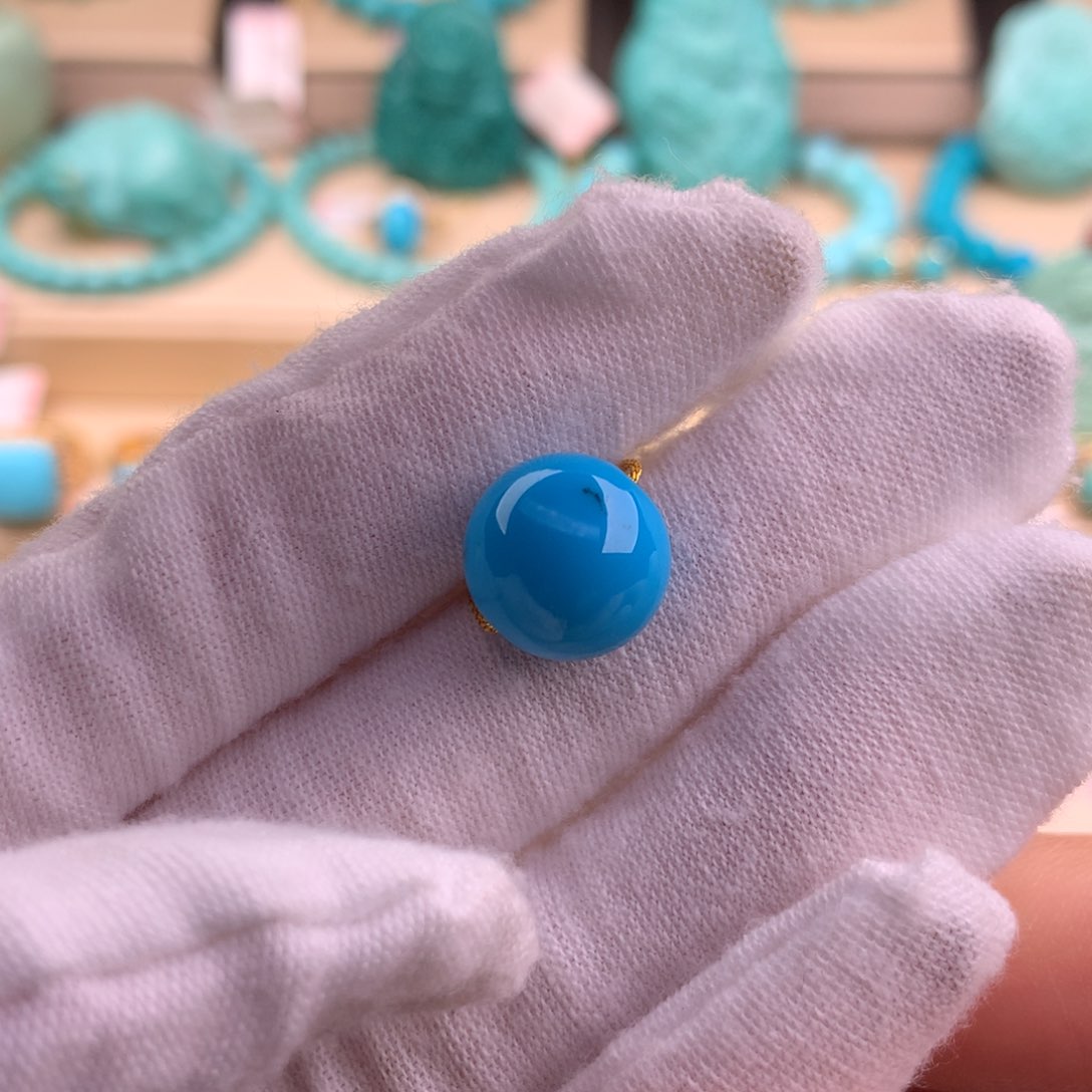 绿松石珠宝奇石未镶嵌12.3mm