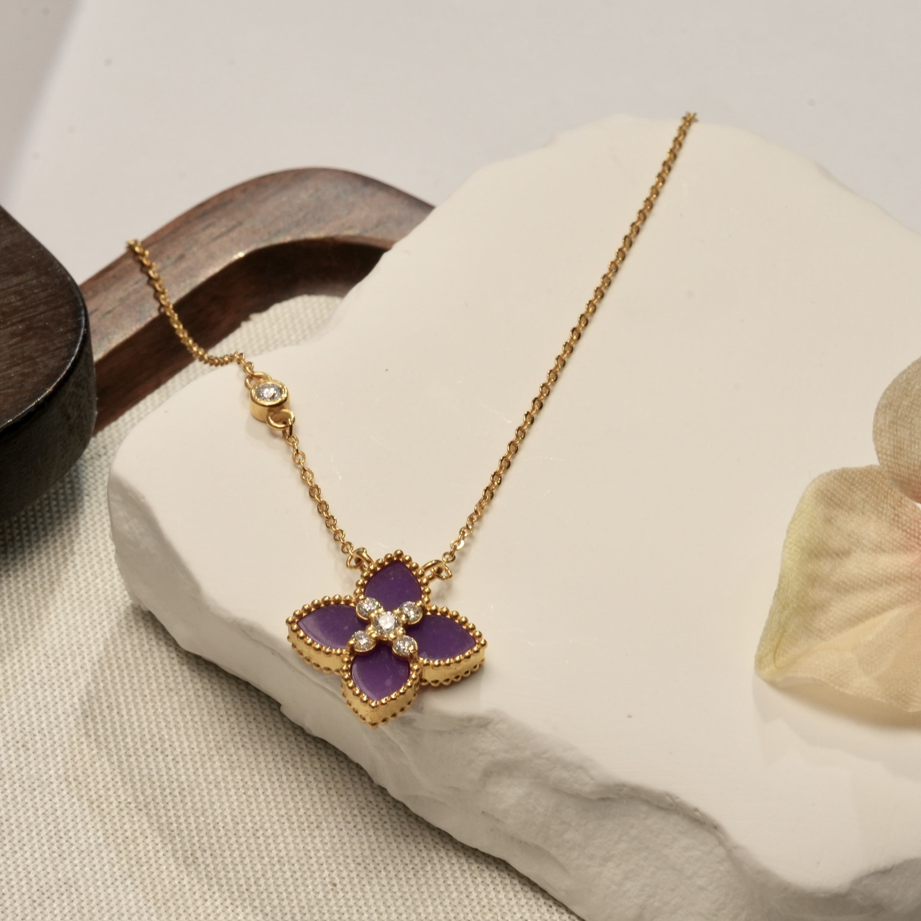 Z【绝绝紫点钻套链（大）】足金999精工5G（点钻附加160）