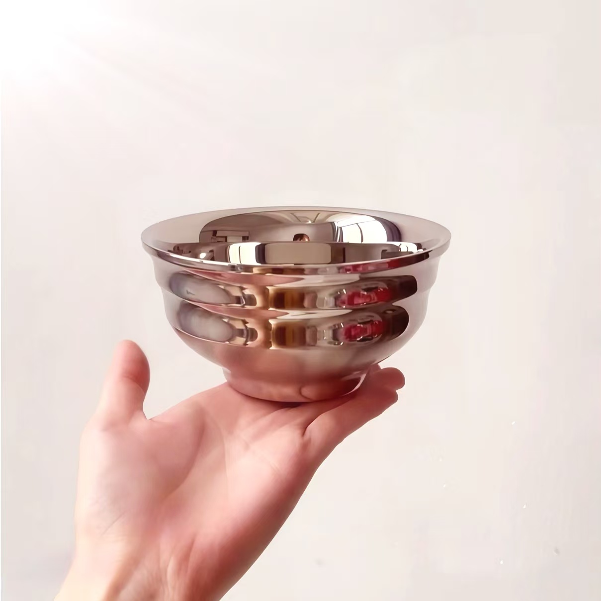 郁金香小碗304不锈钢ins风吃饭碗汤碗双层防烫防摔家用美人碗