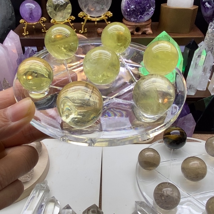 未镶嵌摆件水晶黄水晶七星球