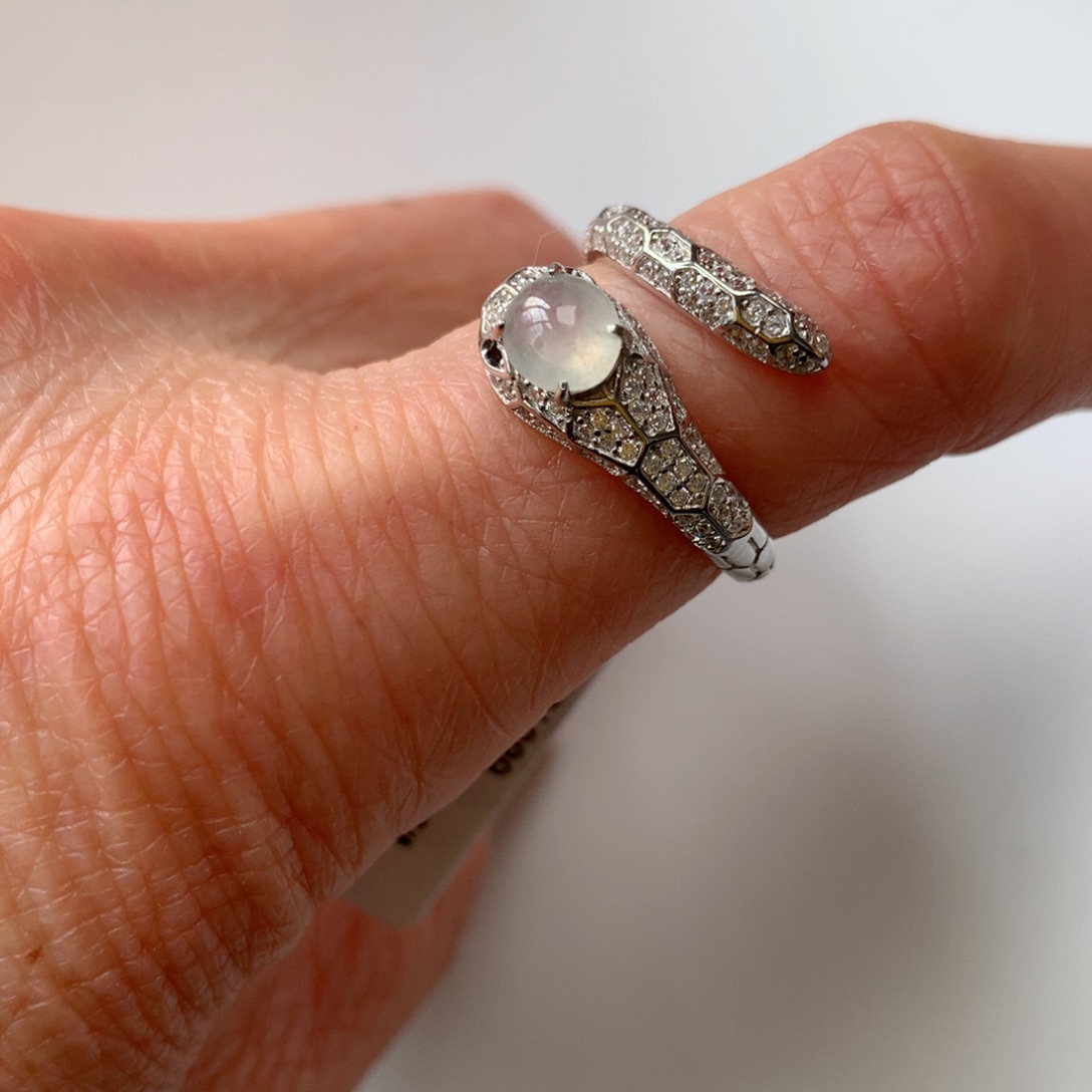 翡翠戒指银S925镶嵌戒