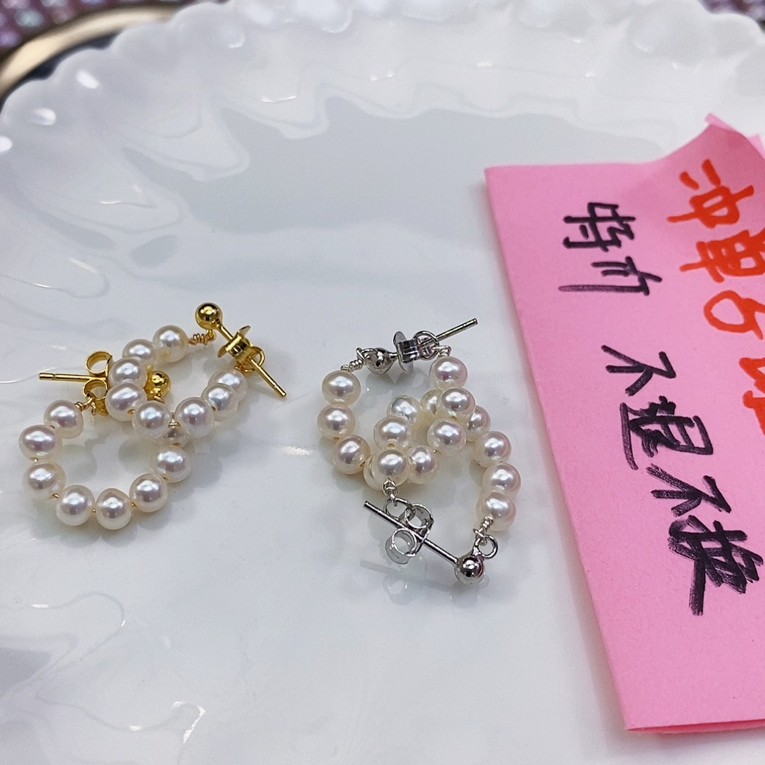 淡水珍珠（图片款任意发一对）银S925镶嵌