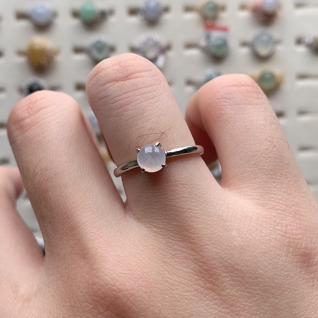 翡翠戒指银S925镶嵌0157