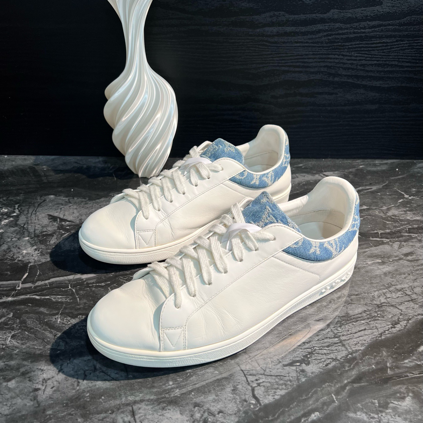 95新 LouisVuitton/路易威登 1871/41.5码/白蓝牛仔低帮板鞋