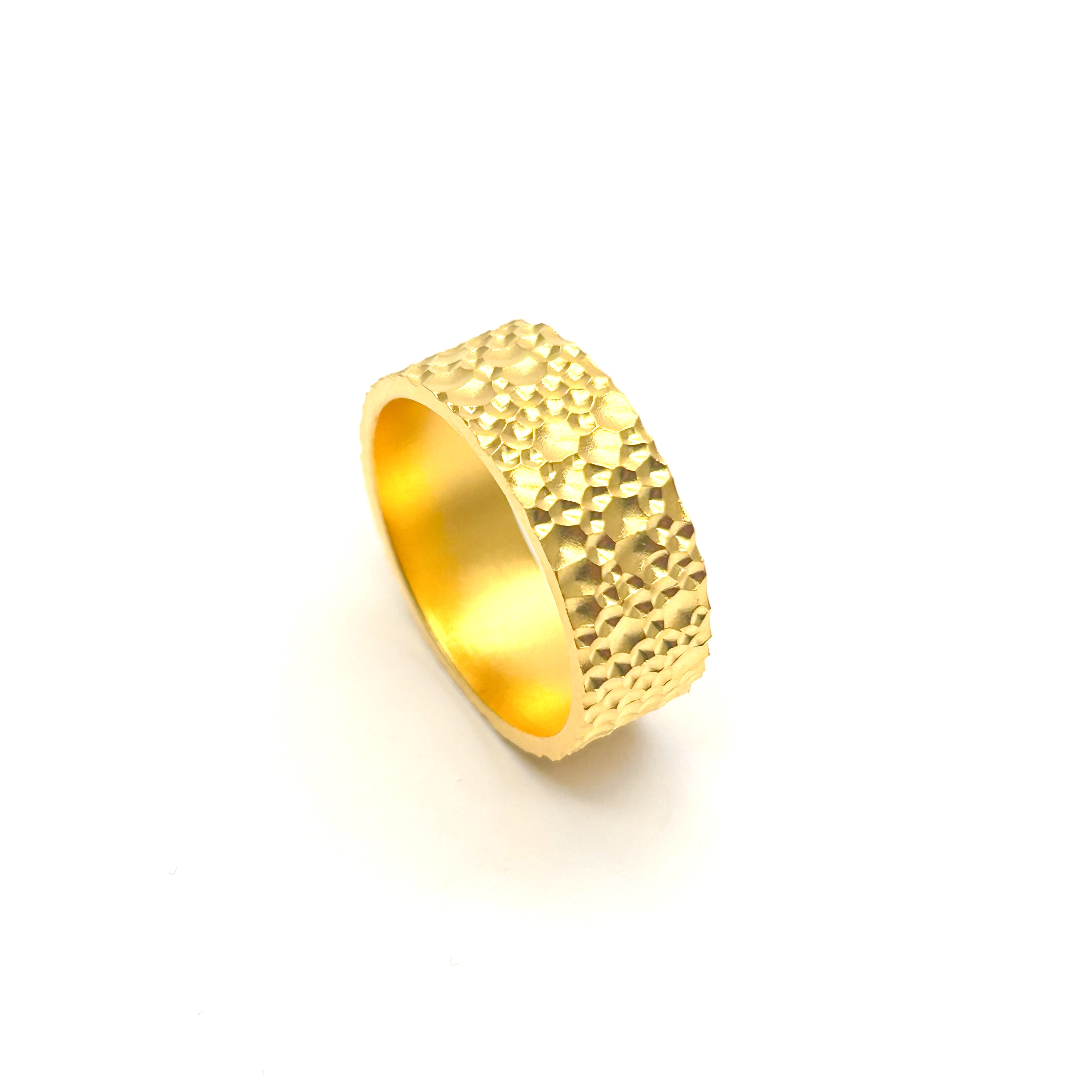 足银戒指 【臻选】足银镀24k金复古锤纹戒指情侣