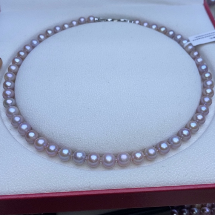 淡水珍珠项链未镶嵌无核8-8.5m 灰紫