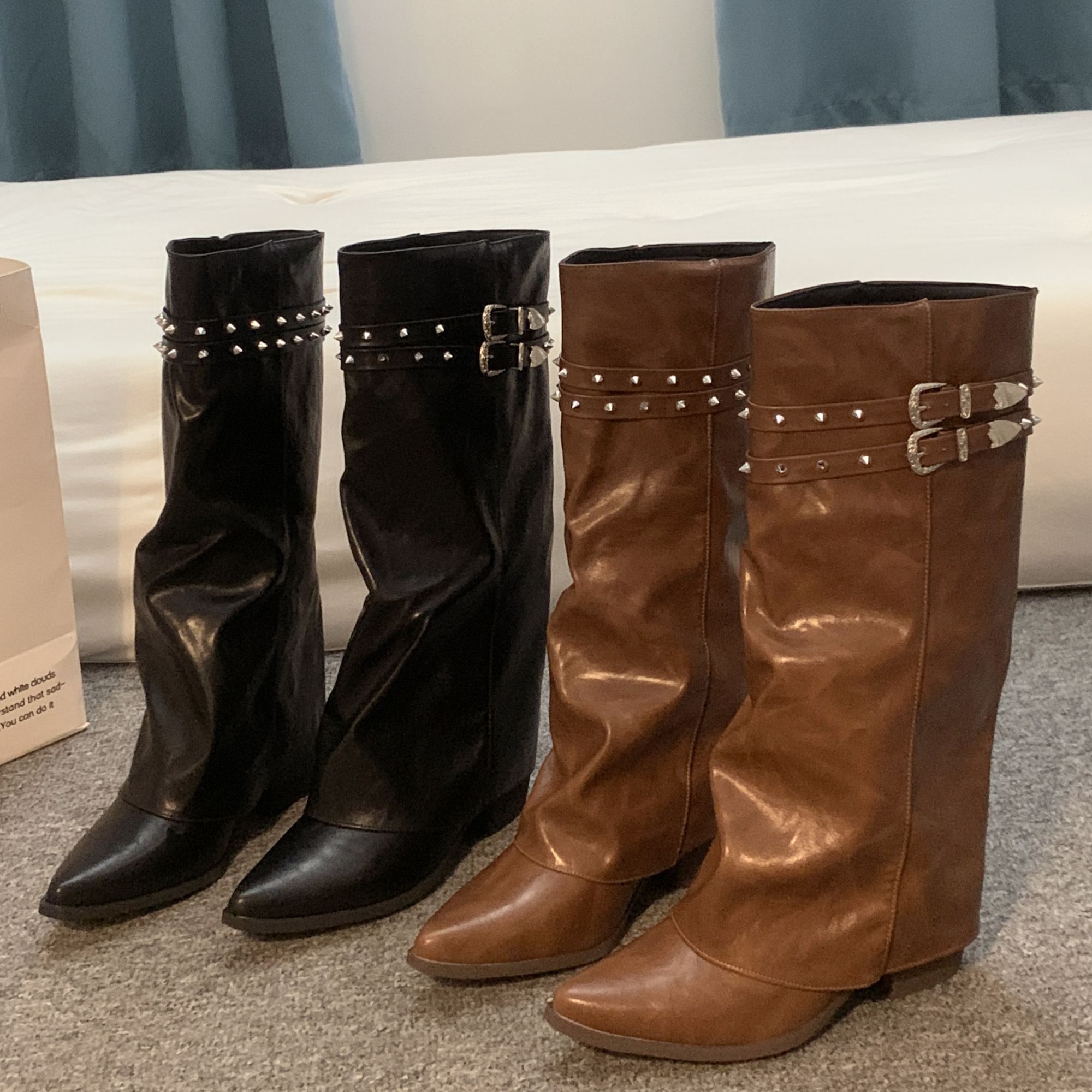 贾不假短靴女款2025秋季新款爆款小个子复古风百搭洋气厚底时装靴