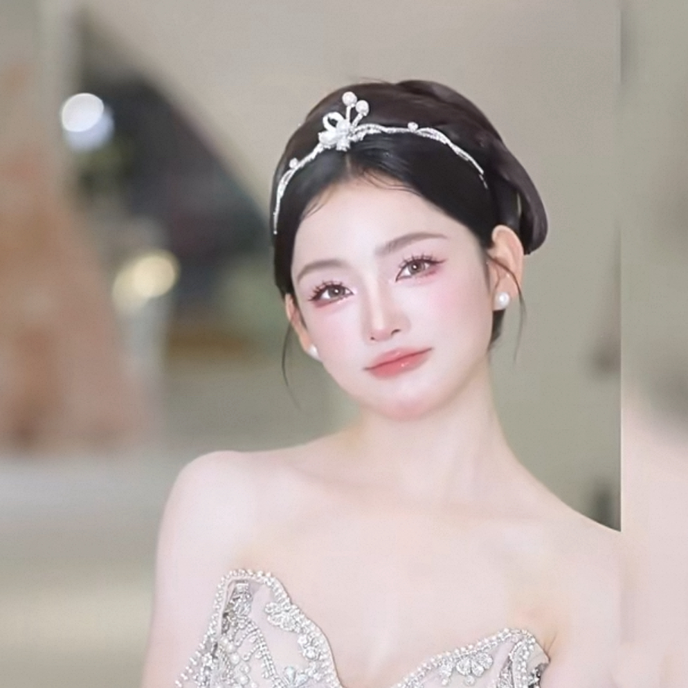 新款韩式新娘皇冠珍珠水钻发箍头饰结婚婚纱礼服公主发饰