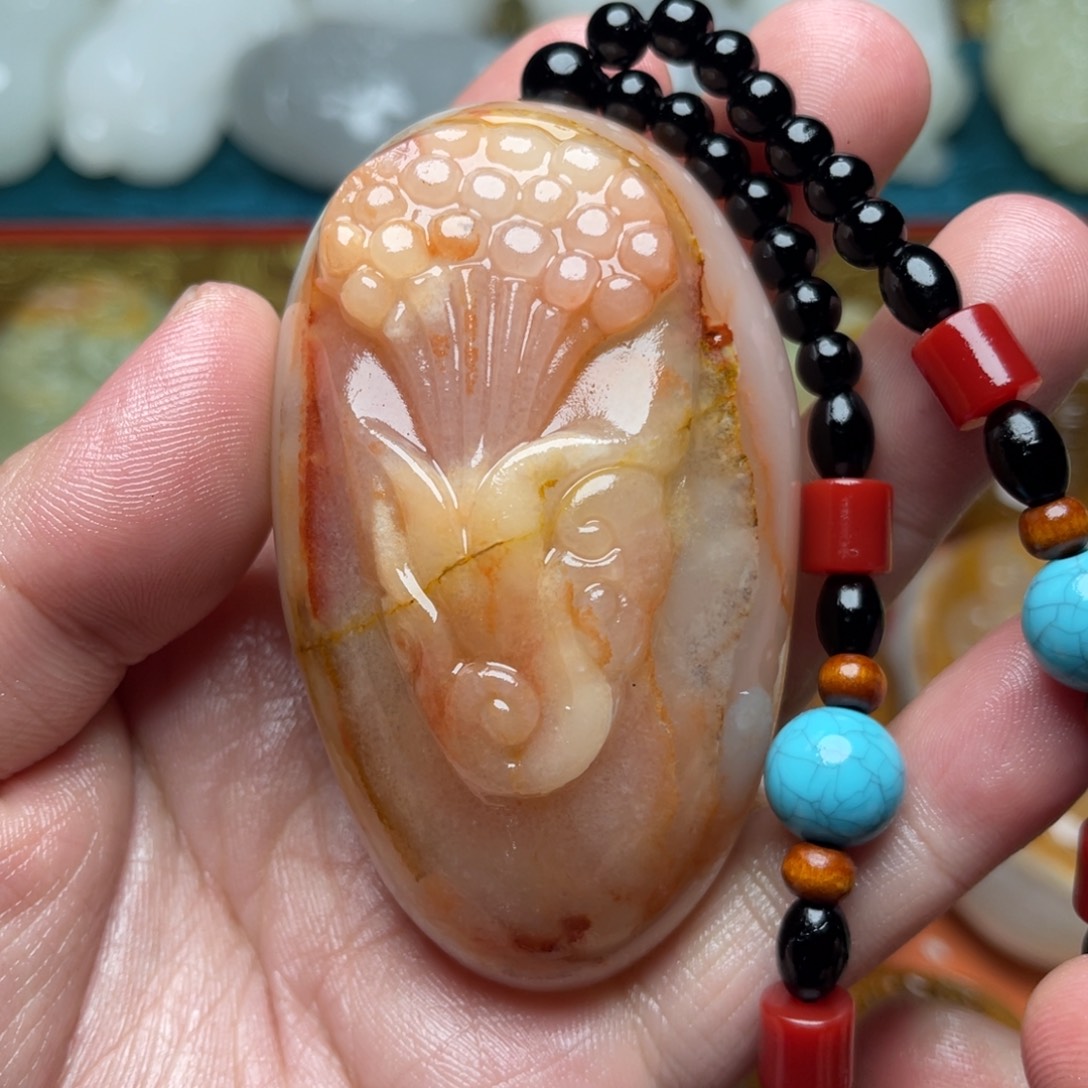 石材天然方解石手把件不退换