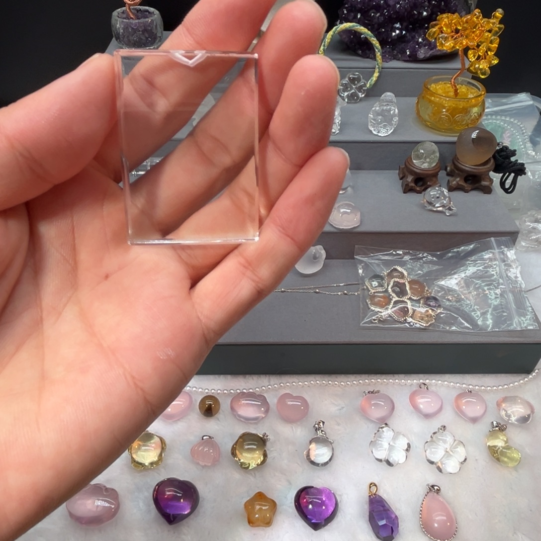 ****紫晶未镶嵌眼镜白水晶无事牌