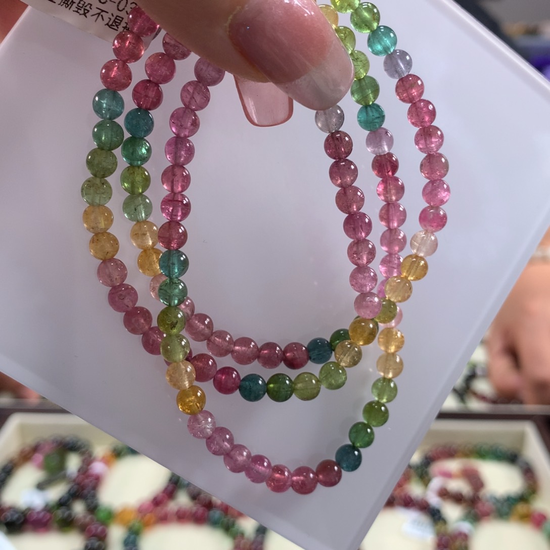 碧玺手链未镶嵌多样性发其一条4.6毫米左右