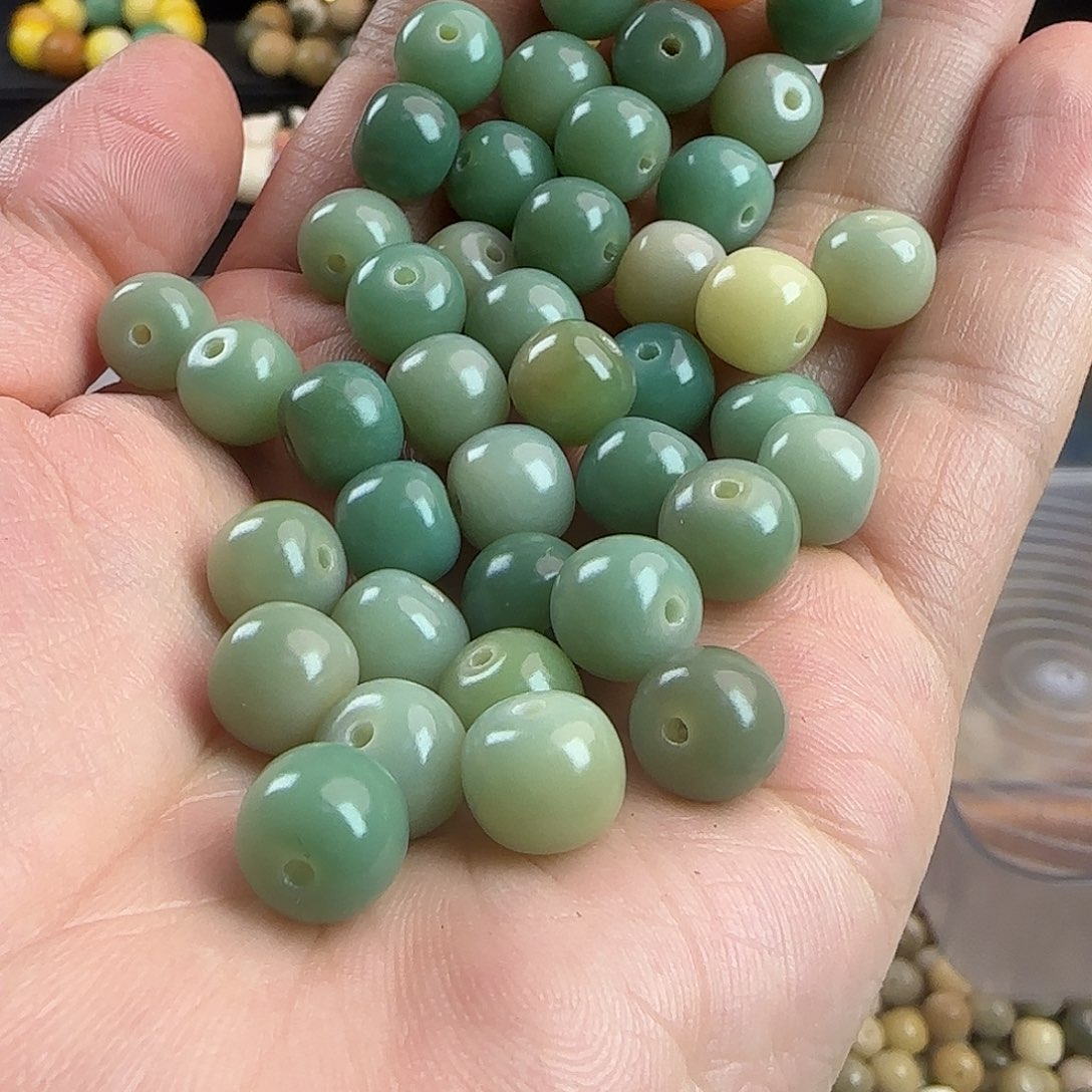 菩提根/象牙果手串卡10青缇绿桶500颗