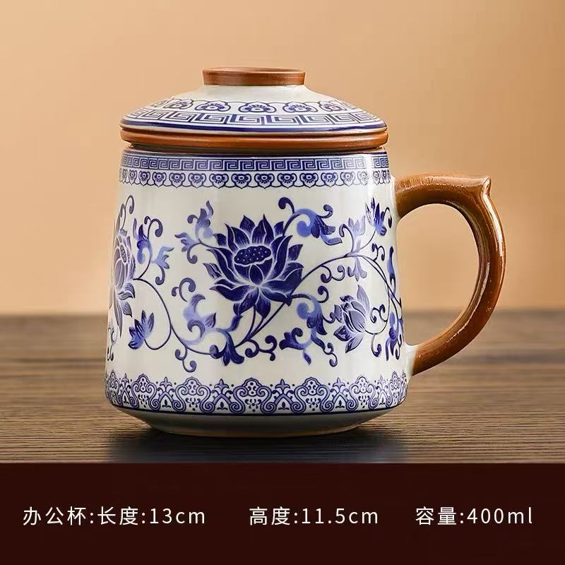 缠枝莲办公杯（荷花）d17 ZH457