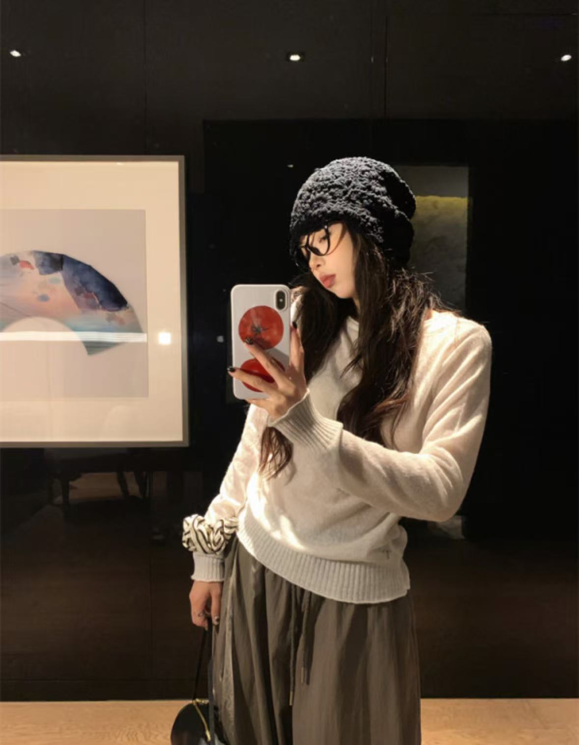 382秋季新款韩系复古简约通勤时尚百搭小众ins风针织上衣