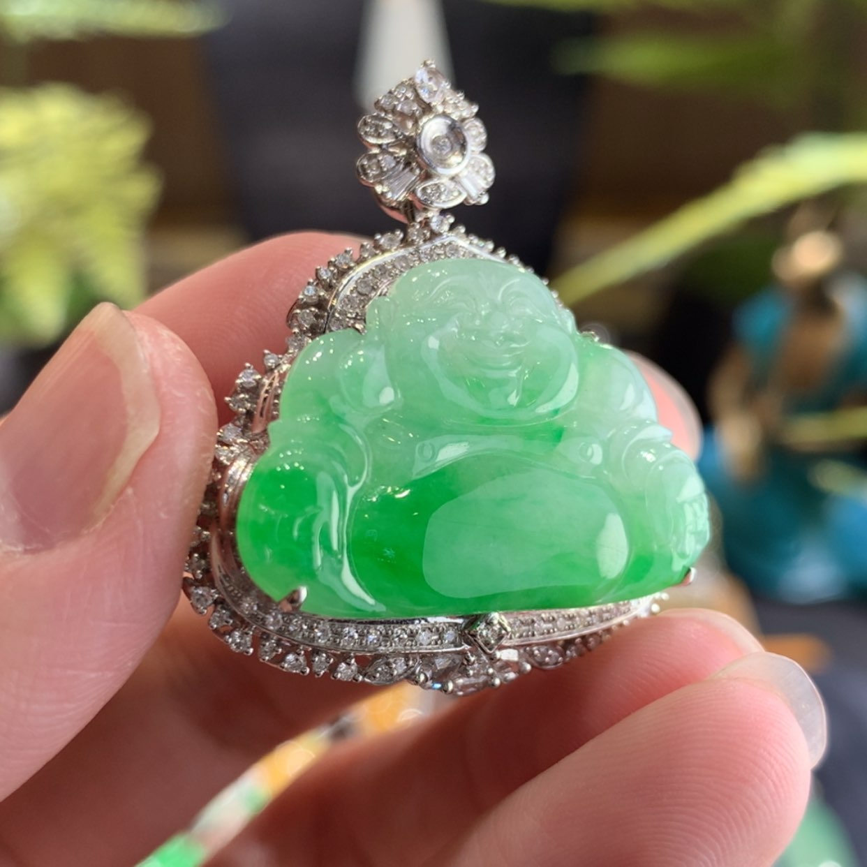 【闪购商品】翡翠颈饰18K金镶嵌佛公