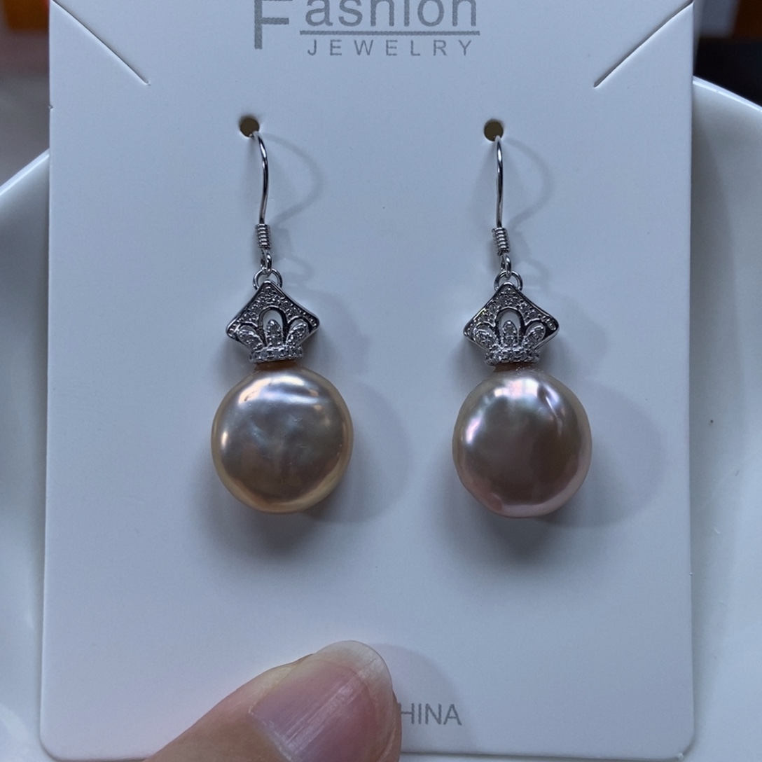 淡水珍珠耳环银S925镶嵌特价158