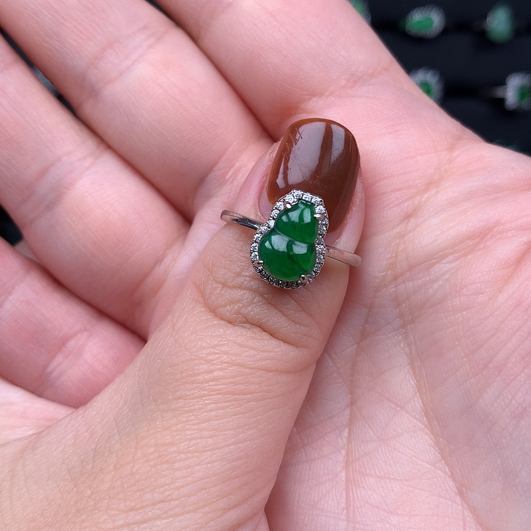 清***漪翡翠银S925镶嵌戒指