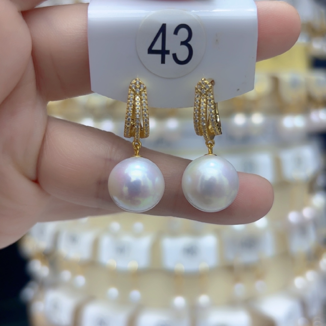 淡水珍珠耳饰银S925镶嵌
