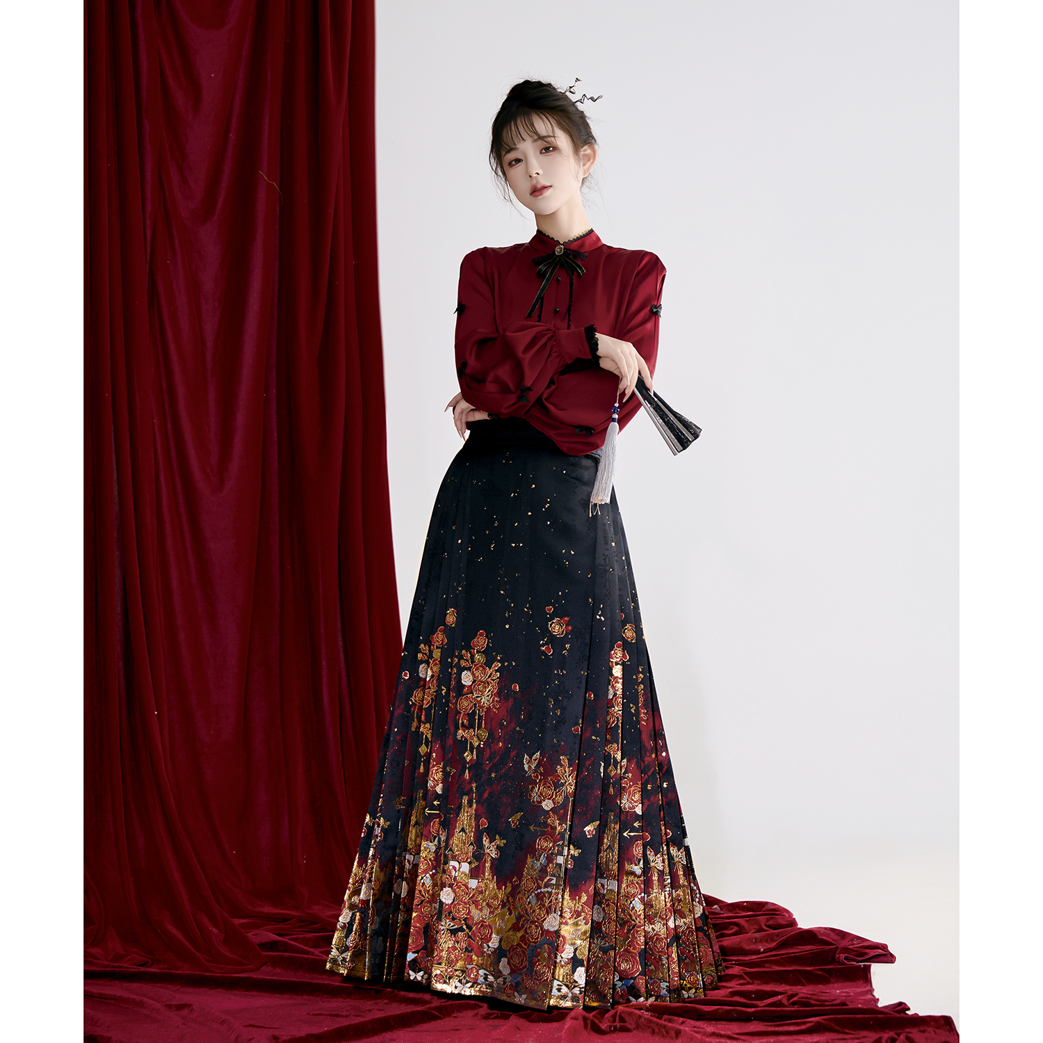 揽风华 【暗夜玫瑰】原创设计汉服明制织金仿妆花马面裙