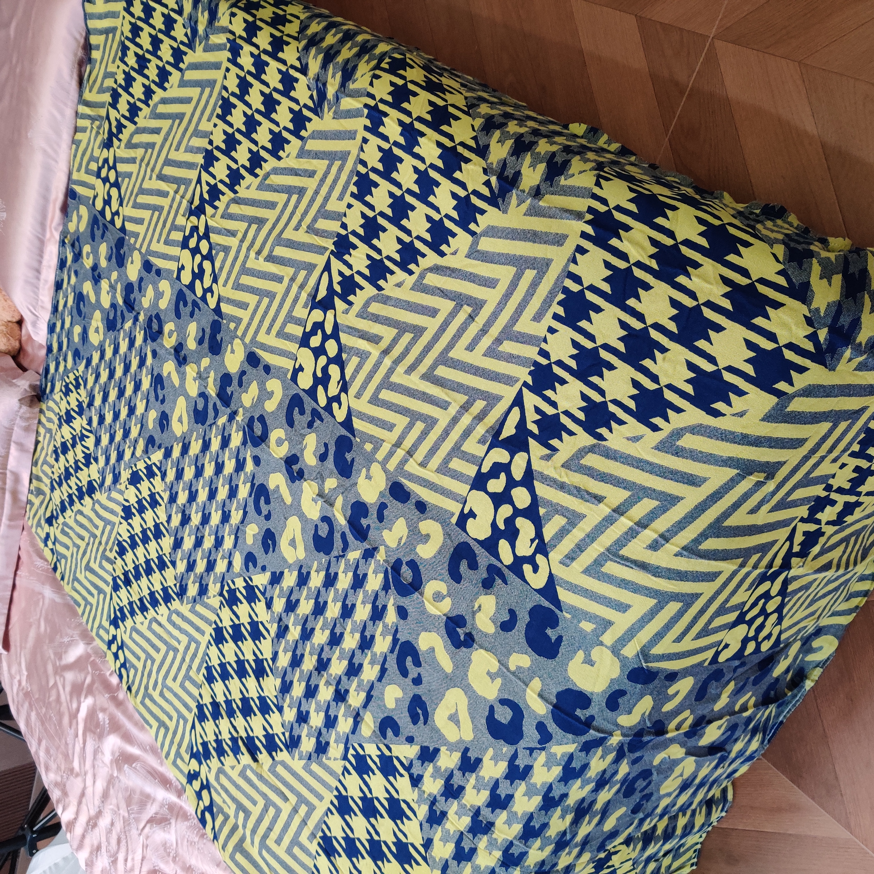 XDONGY（冬云家纺）150*200拼接千鸟格蓝色 冷棉毯薄款亲肤