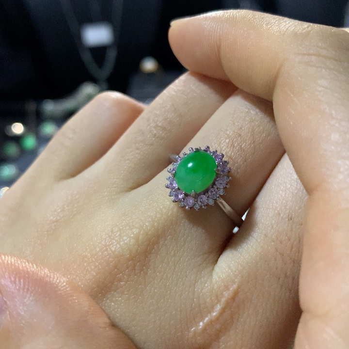 翡翠银S925镶嵌戒指