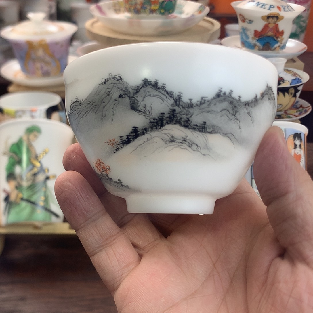 高冰素烧手绘主人杯