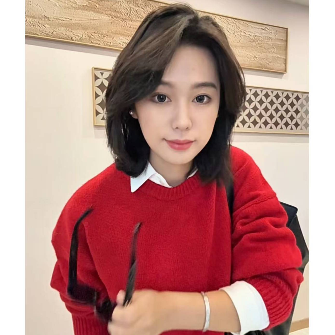 张妍LUNA 100羊毛韩版宽松慵懒风百搭显瘦秋季针织毛衣A1090