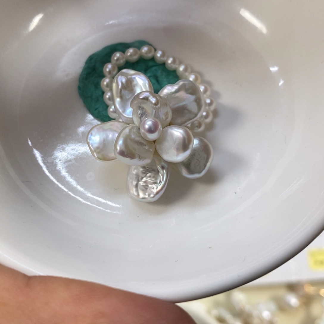 朵***朵淡水珍珠戒指合金