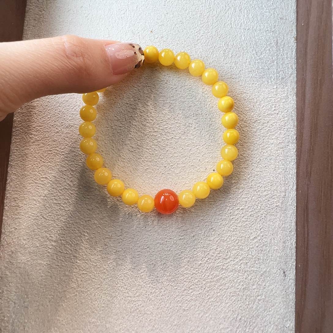 蜜蜡未镶嵌手链蜜蜡6.9mm