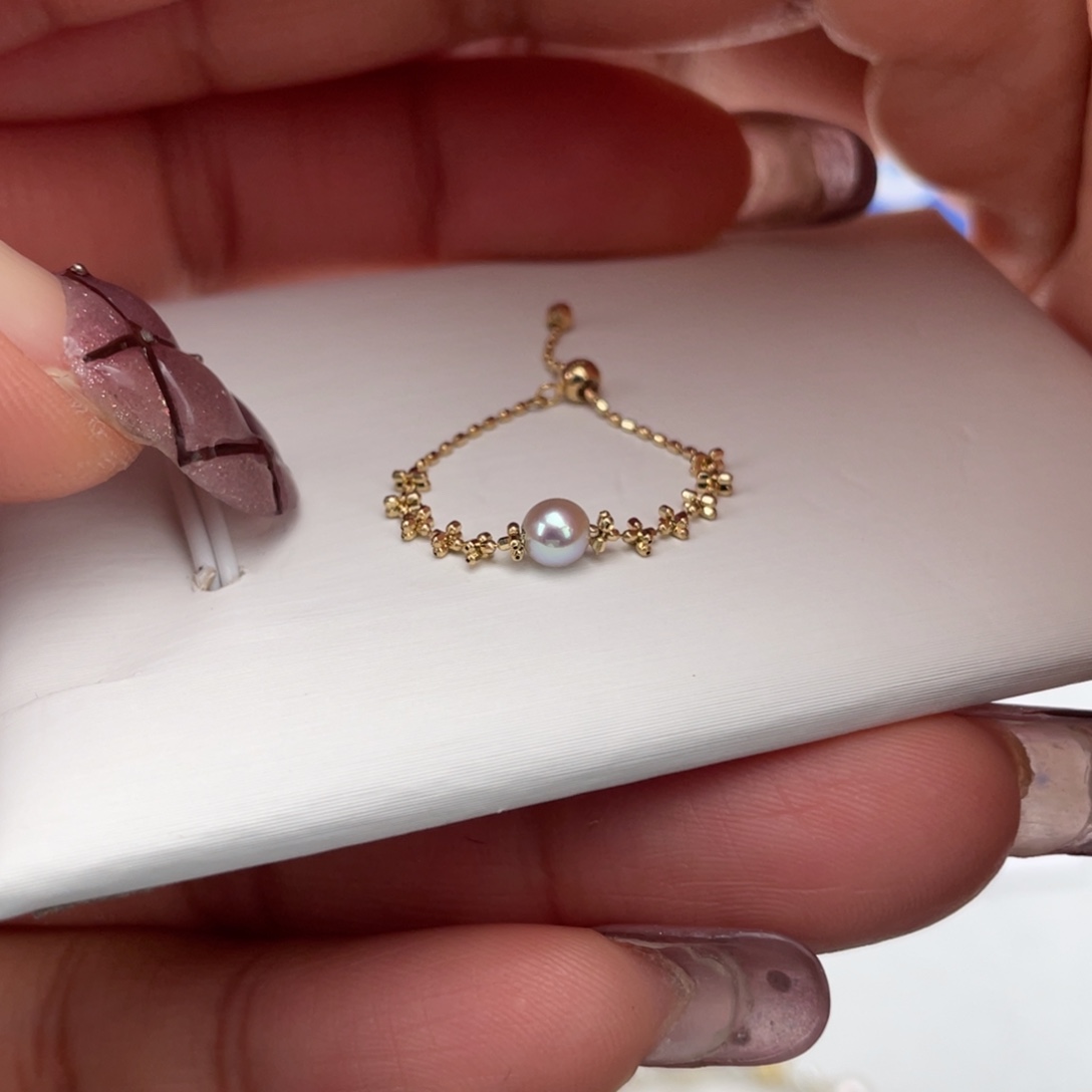 海水珍珠戒指18K金镶嵌