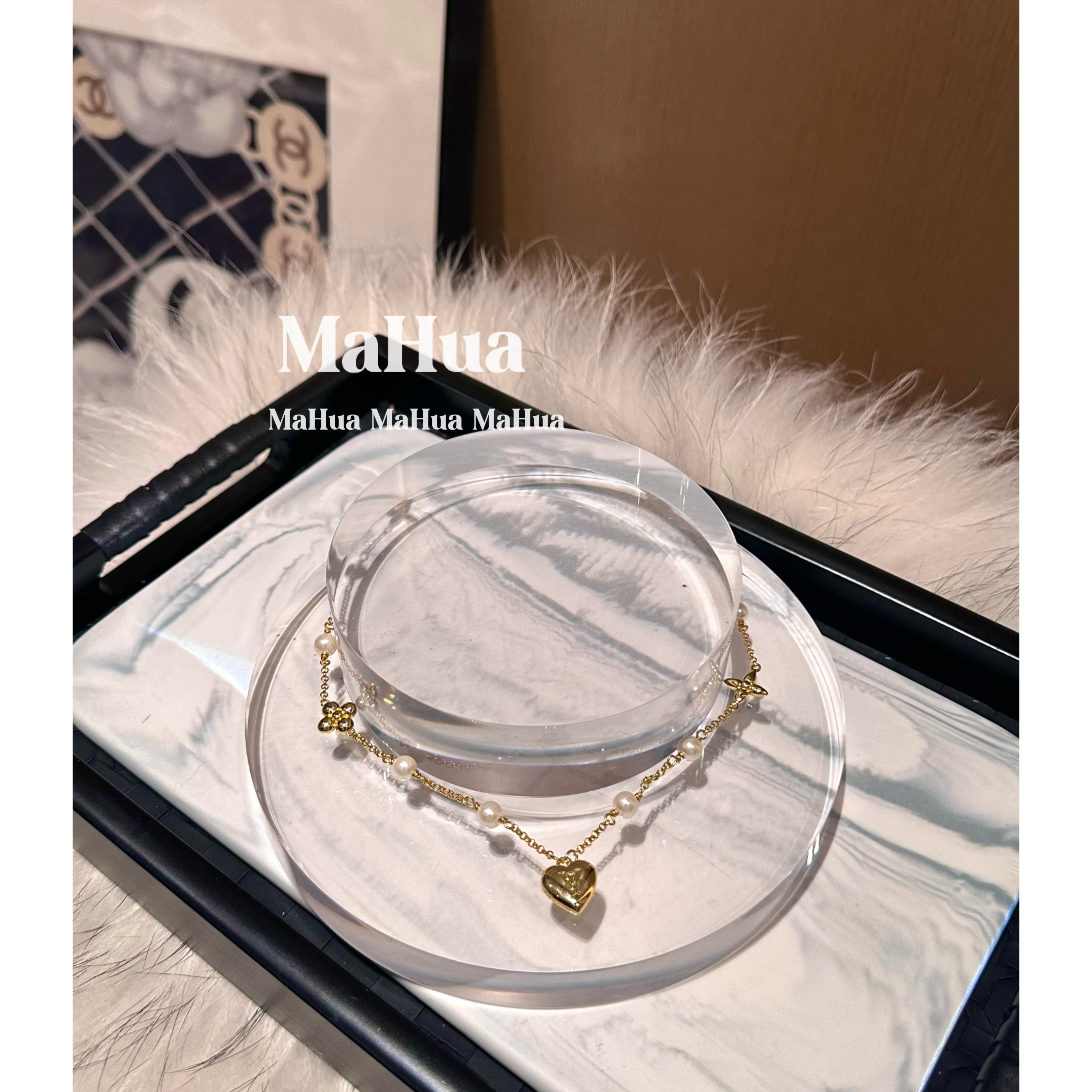 铜合金仿珍珠项链 P1403 时尚轻奢爱心项链