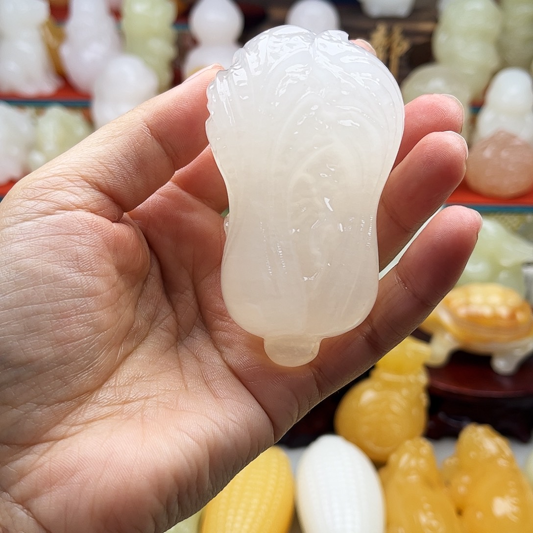 曾***牛石材白菜收吧摆件
