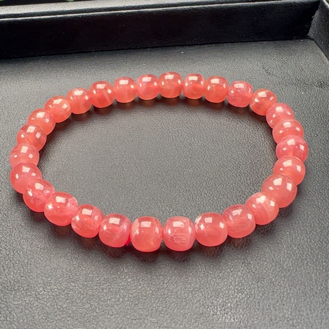 菱锰矿（红纹石）未镶嵌手串