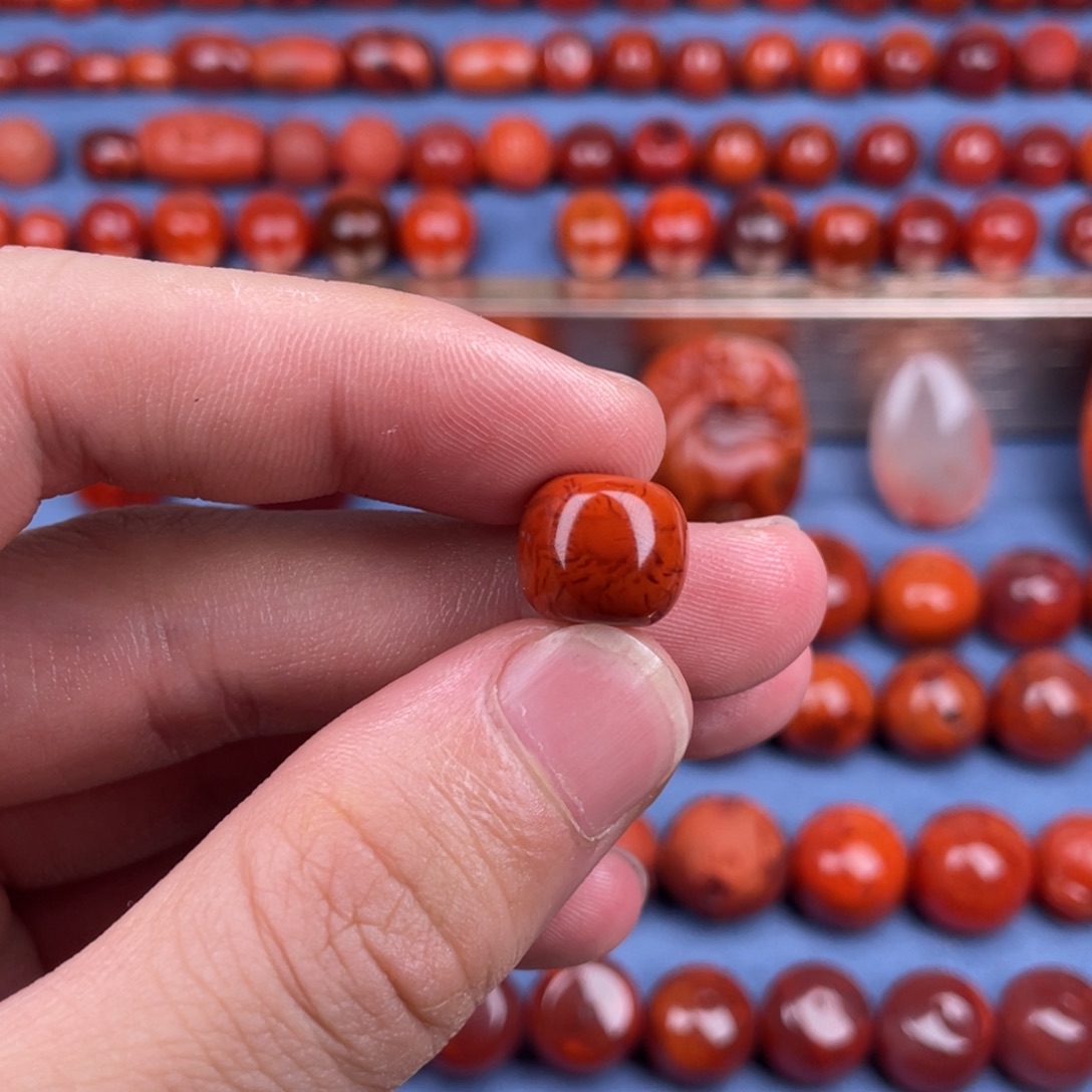 南红玛瑙未镶嵌其他11.7mm瓦西玫红火焰纹单珠