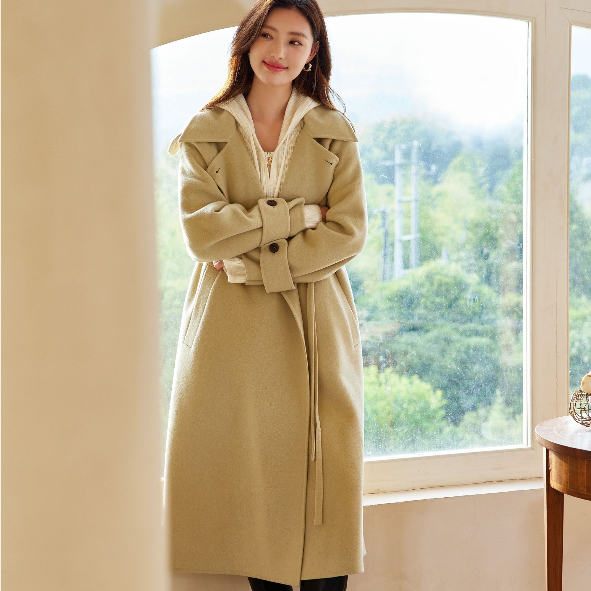 芭依璐【艾美甄选】插肩袖气质时尚大衣88D8535