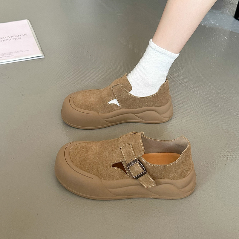 【官方正品&香港SHOP】勃肯鞋女2025新款休闲百搭皮带扣防滑厚底