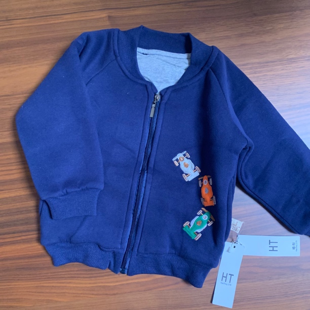 棒球服加绒加厚保暖拉链开衫外套男童卡通小汽车宝宝上衣